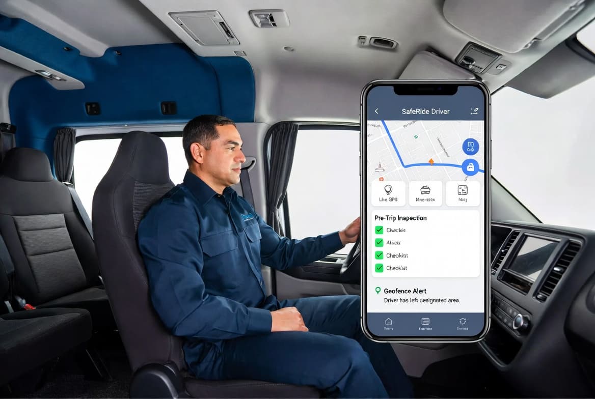 Professional driver tools and vehicle ready for transport